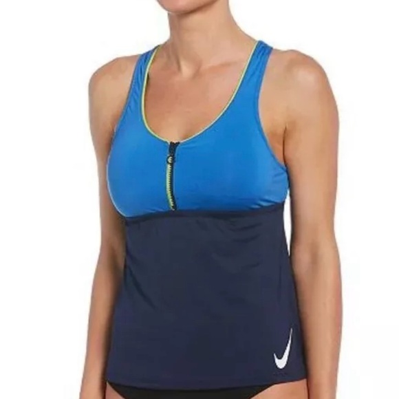 NWT Nike Swim Tankini Racerback Swimsuit Top Athletic Wear Racer‎ Back Volt - Picture 1 of 7